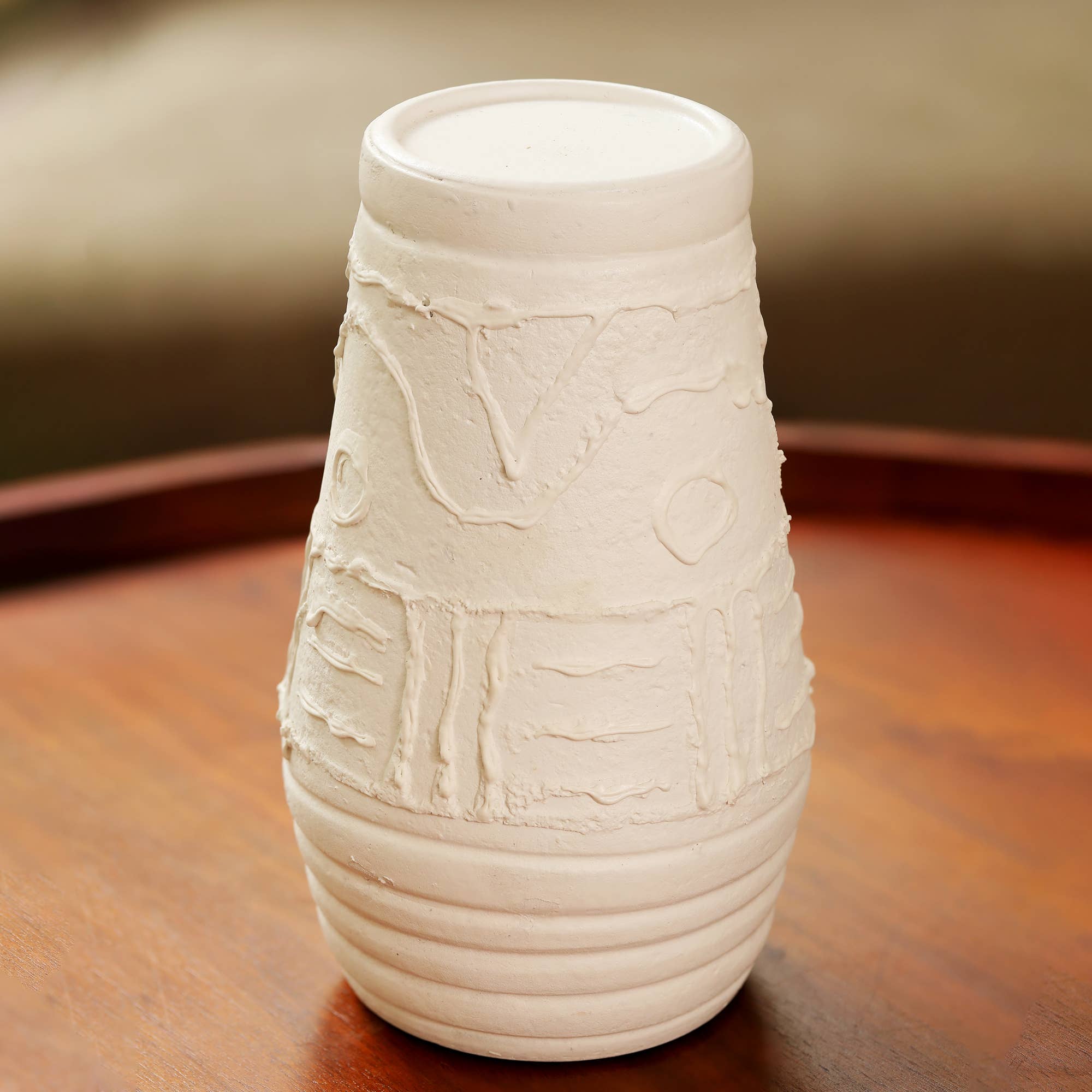 Left. TinyHomie - Zhazira Home Décor Organic Pattern Terracotta Candle Holder Large.