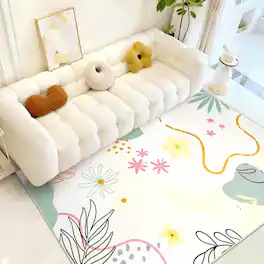 mosiso - 5x7 Area Rug Soft Low-Pile Non-Slip Indoor Floor Mat Washable Rug for Living Room & Home Decor - H1026