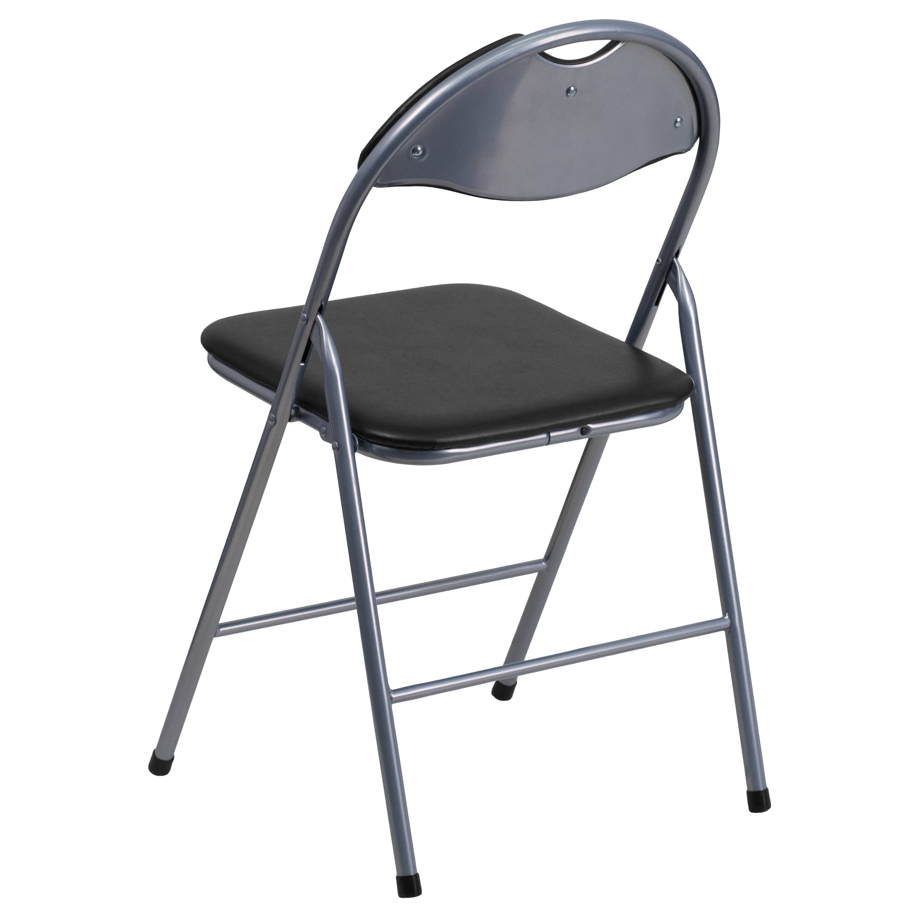 Alt View 9. Emma + Oliver - 4 Pack Vinyl Metal Folding Chair with Carrying Handle - Black.