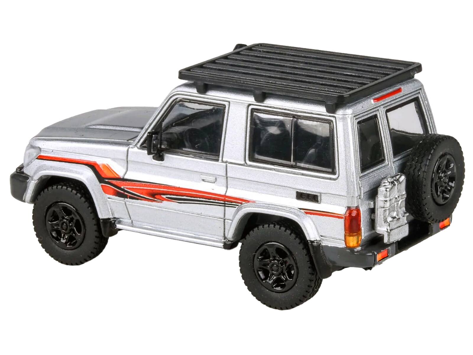 Back. Paragon - 2014 Toyota Land Cruiser LC 71 Silver Metallic with Graphics 1/64 Diecast Model Car by Paragon Models - Silver Metallic.