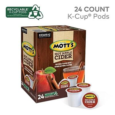 RECYCLABLE K-CUP PODS  
24 COUNT  
KEURIG MOTT'S HOT APPLE CIDER  
NATURAL FLAVOR WITH OTHER NATURAL FLAVORS