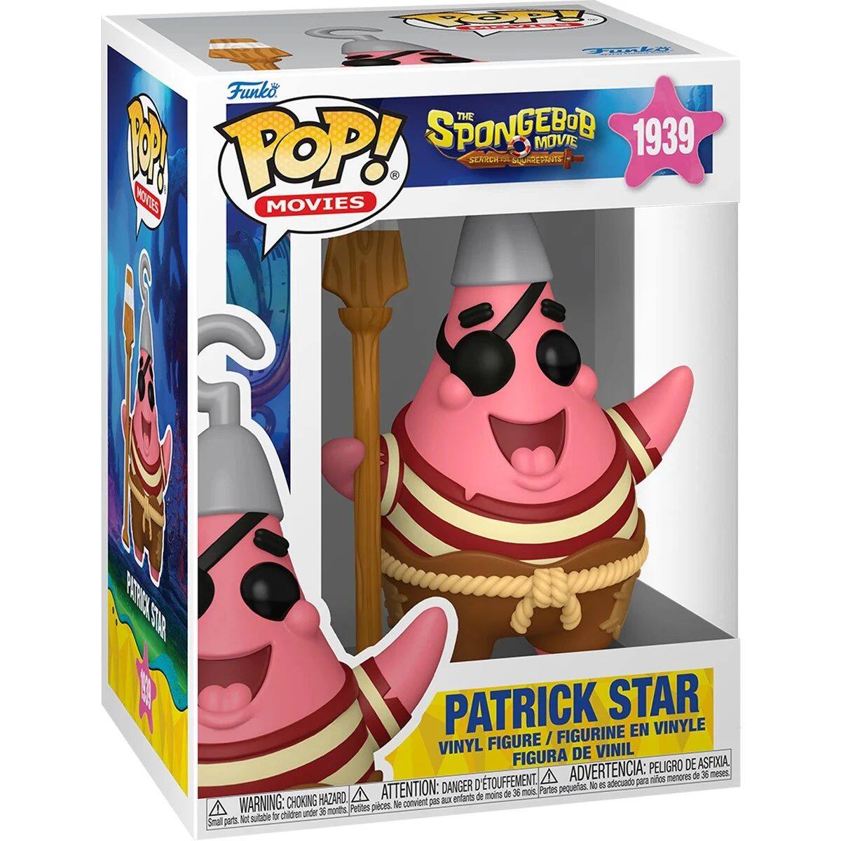 Funko POP! MOVIES  
THE SPONGEBOB MOVIE 1939  
PATRICK STAR  
VINYL FIGURE / FIGURINE EN VINYLE / FIGURA DE VINIL  

WARNING: CHOKING HAZARD - Small parts. Not suitable for children under 3 years.  
ADVERTENCIA: PELIGRO DE ASFIXIA - Piezas pequeñas. No es adecuado para menores de 3 años.  
ATTENTION: PELIGRE DE ETOUFFEMENT - Petites pièces. Ne convient pas aux enfants de moins de 3 ans.