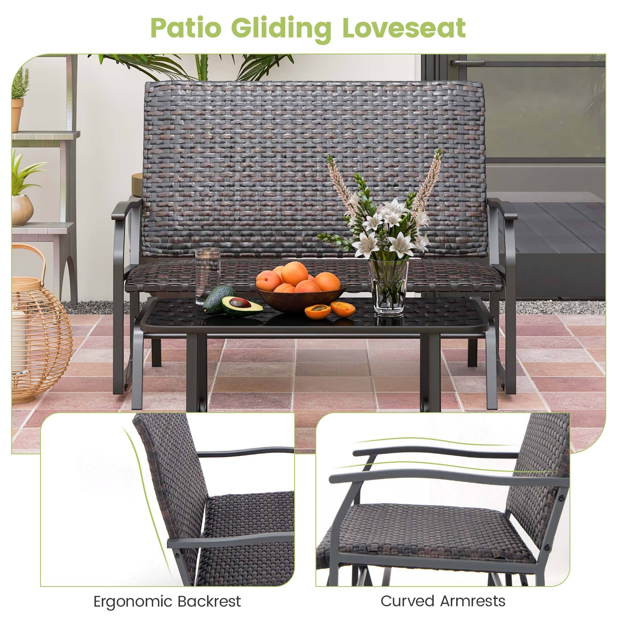 Patio Gliding Loveseat

Ergonomic Backrest

Curved Armrests