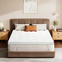 Dyonery - 3" Cooling Gel Memory Foam Mattress Topper, Premium Soft Cooling Sleep, Non-Slip Design with Removable Cover - White