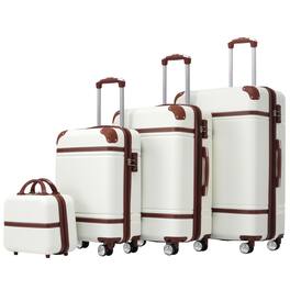 LOVMOR - 4-Piece Hardshell Luggage Set 20/24/28" TSA Cosmetic Case - White