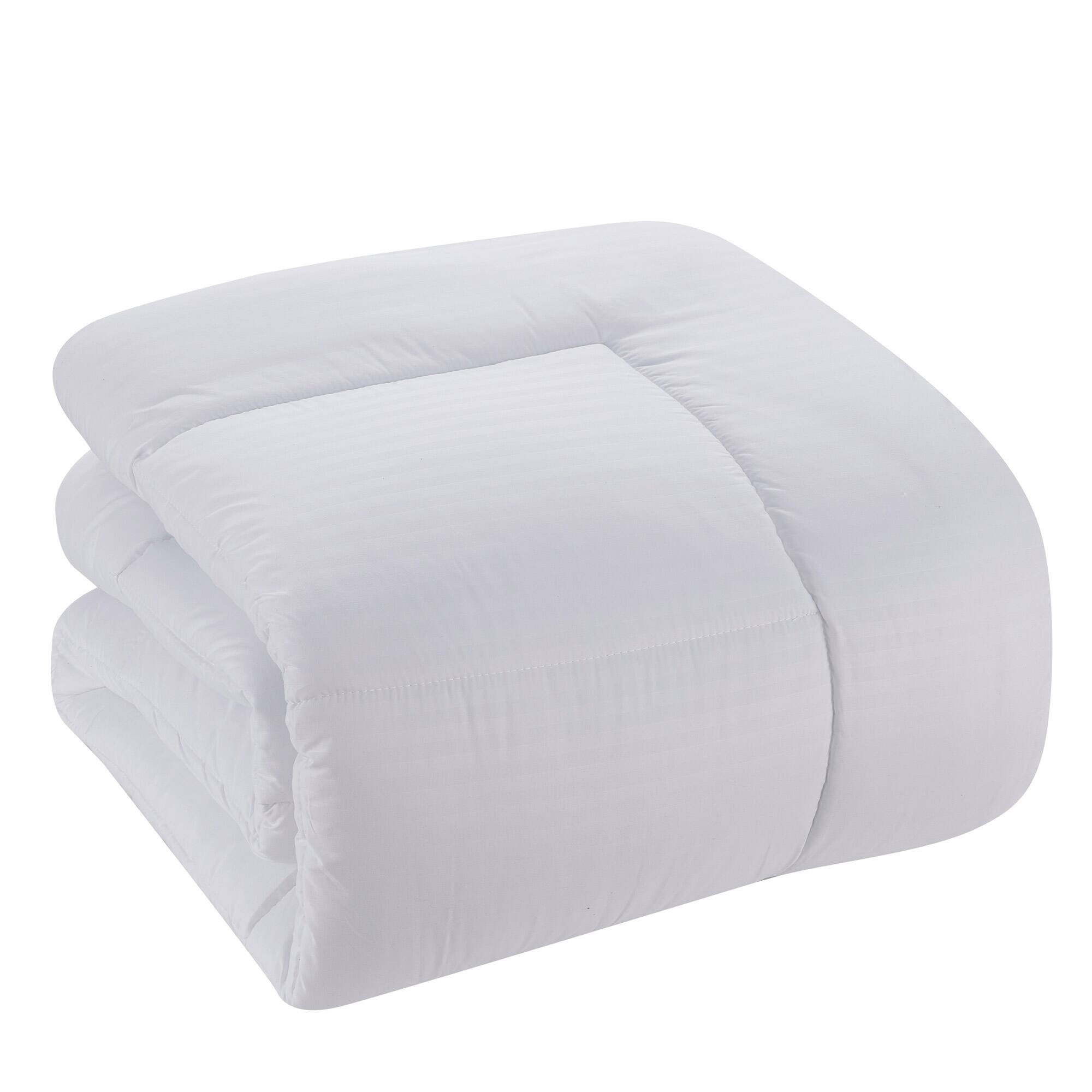 Left. Sweet Home Collection - 8 Piece Embossed Dobby Stripe Bed in a Bag All Season Complete Set with Sheets - Queen - White.