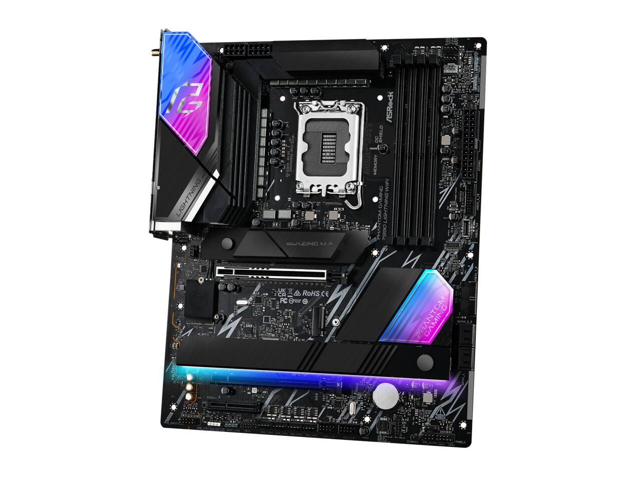 I2 LIGHTNING ASRock ORY DD SHIELD MEMORY MEM MEMORY % WIFI ... GAMING LIGHTNING OM PHANTOM SLAZING M 2 RoHS CE O GAMING