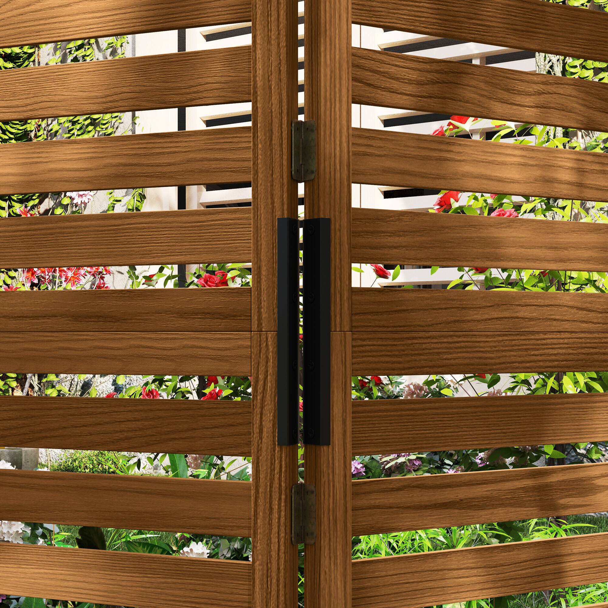 Alt View 8. Outsunny - Wood Privacy Screen w/ 4 Planter Box - Natural Wood.