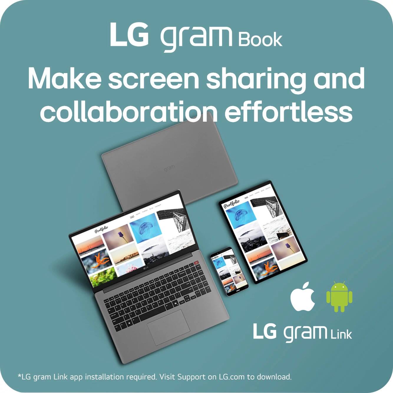 LG gram Book: Make screen sharing and collaboration effortless.
