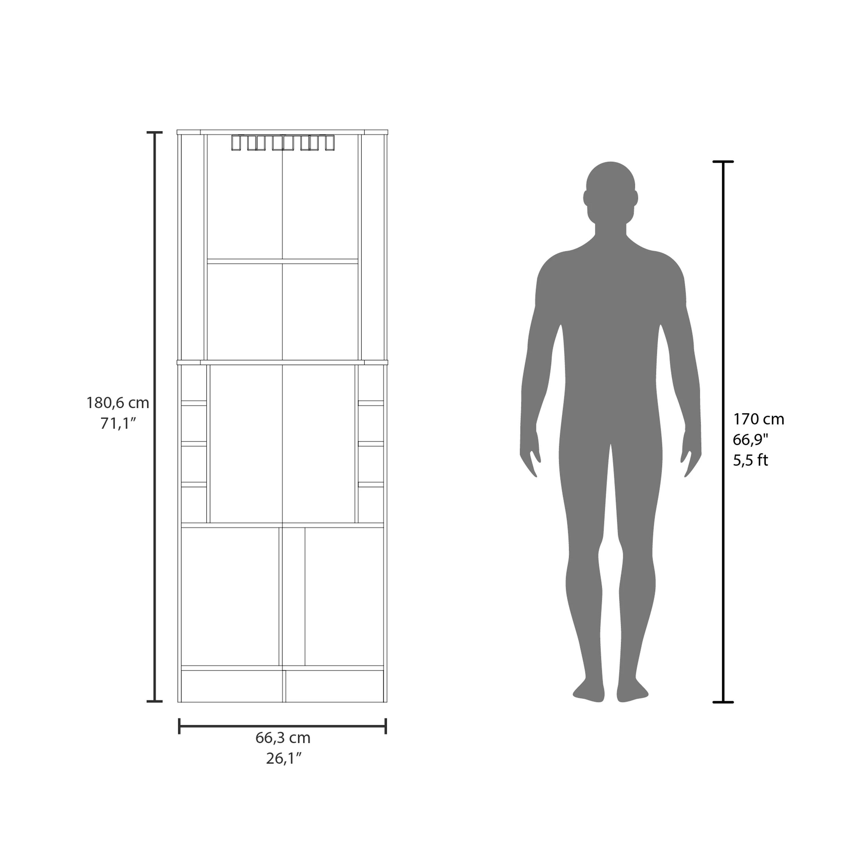 180.6 cm 71.1"  
170 cm 66.9" 5.5 ft  
66.3 cm 26.1"