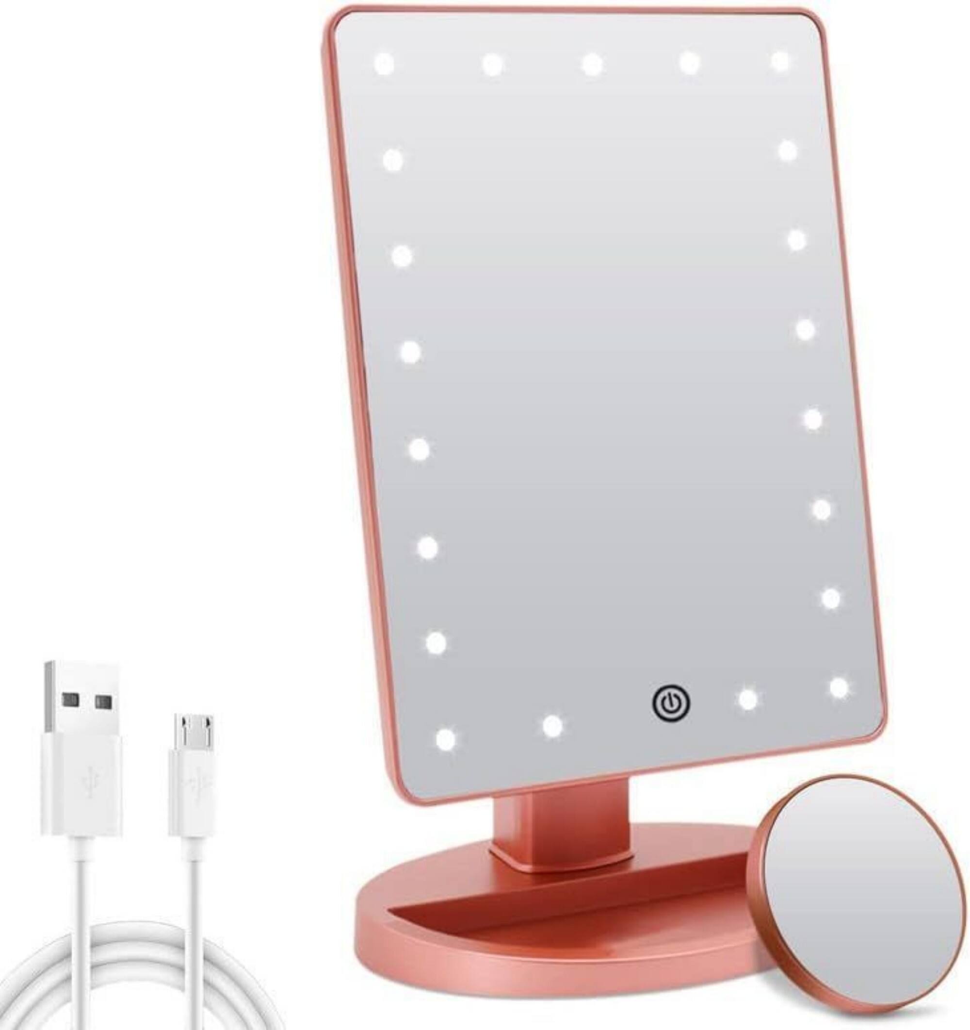 Alt View 2. FASCINATE - Lighted Makeup Mirror with 10X and Sponges - Rose Gold.