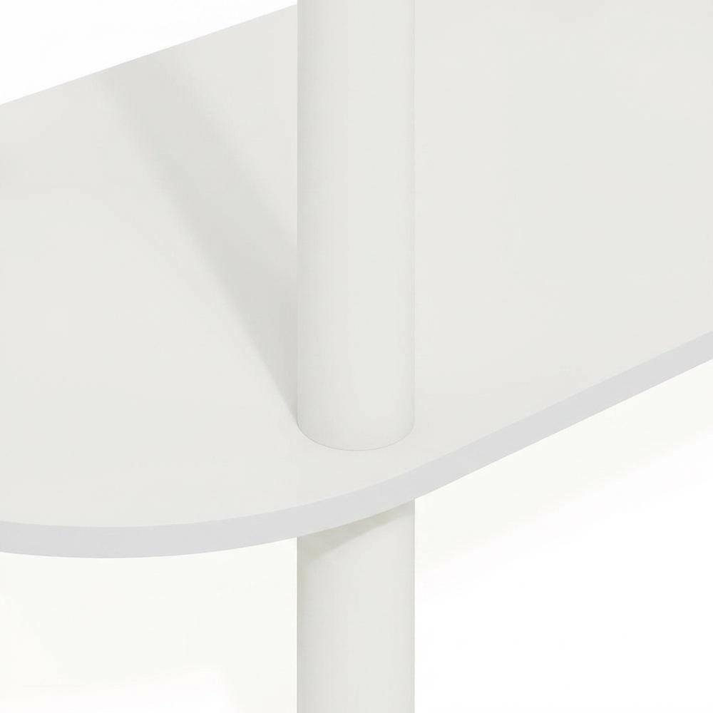 Alt View 2. FurniFact - Oval 3-Tier Side Table with Open Shelves in White - White/White.
