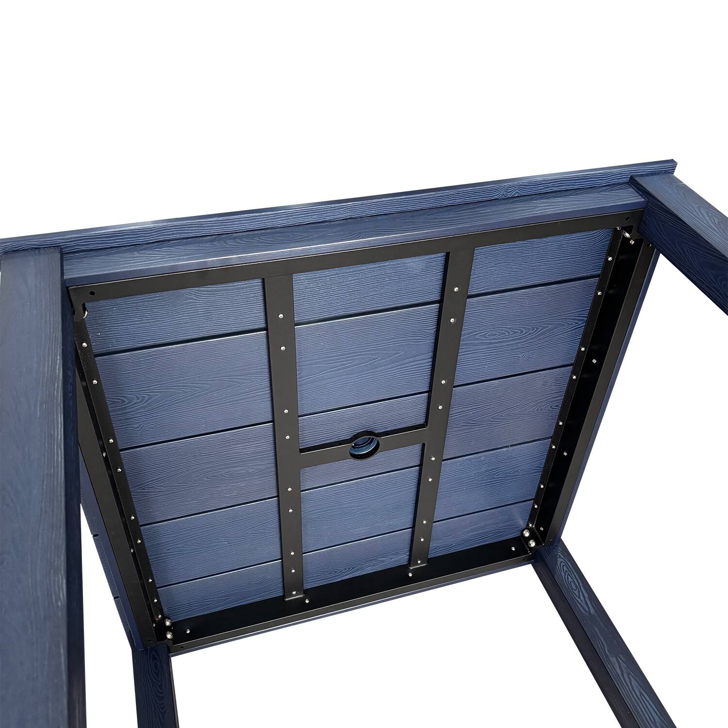 Back. Fortune Candy - 36.2-Inches Poly Lumber Outdoor Dining Table, HIPS Patio Dining Table with Umbrella Hole, Weather Resistant ( Navy Blue) - Navy Blue.