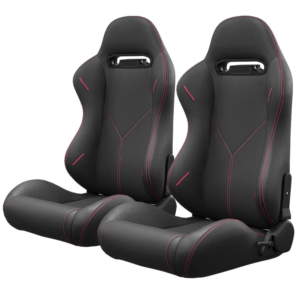 Front. LOVMOR - 2-Piece Universal Bucket Racing Seat Set with Dual Lock Sliders, 90 to 180 Recline, Brackets Not Included - Black.