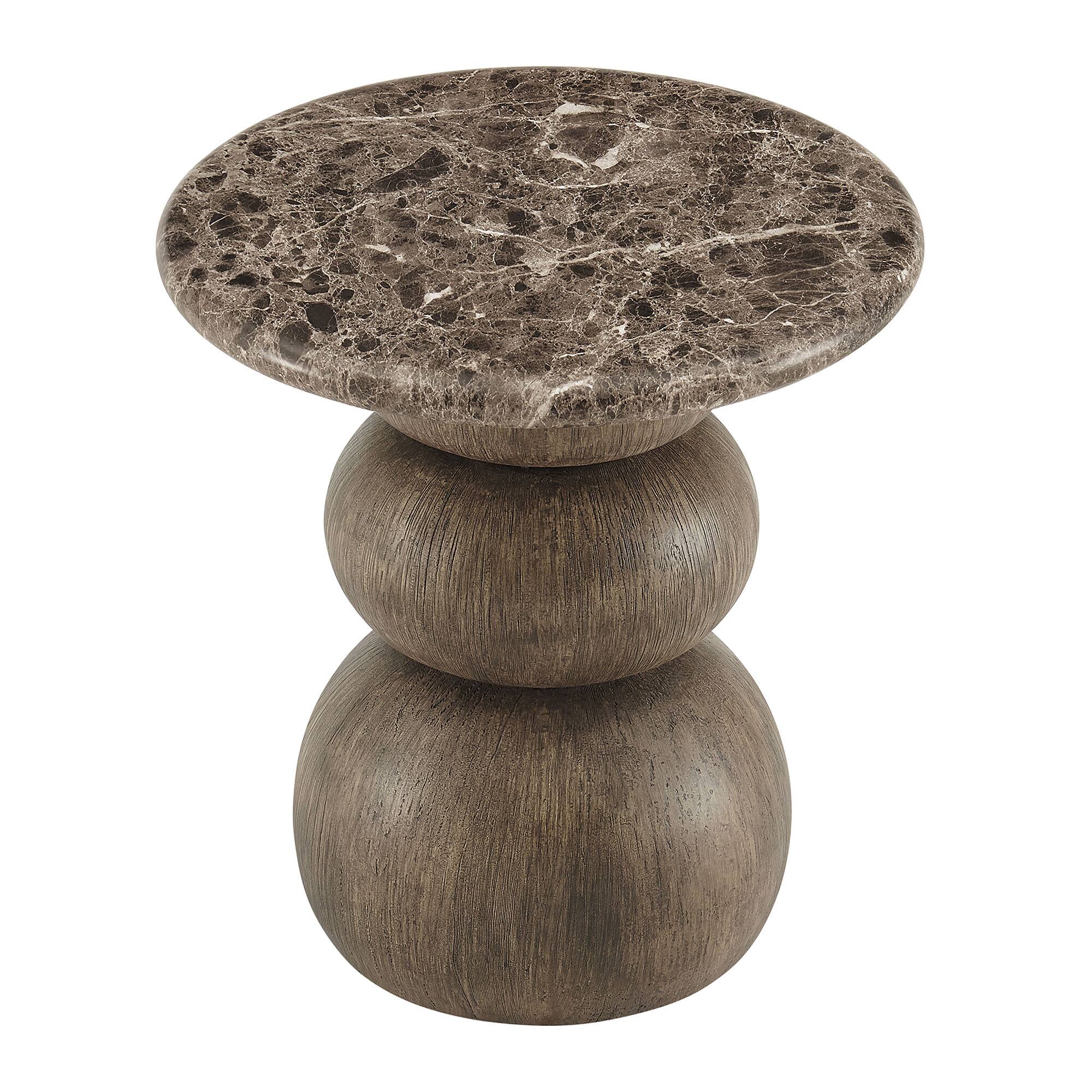 Angle. Modway - Pietra Indoor Outdoor Round Side Table by Modway - Dark Emperador Marble.