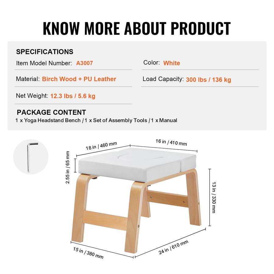 VEVOR Yoga Headstand Bench, 300 lbs Capacity Yoga Inversion Chair for ...