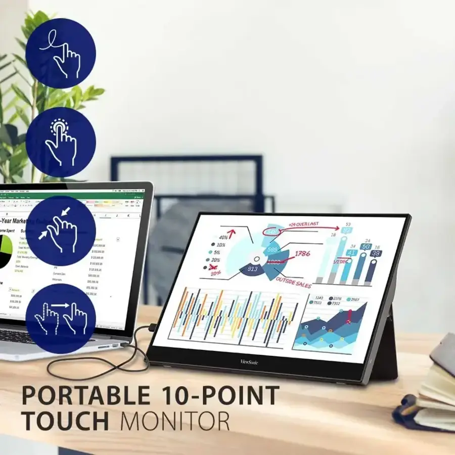 Alt View 16. ViewSonic - TD1655 15.6" LCD FHD Touch Screen Monitor (USB-C, Mini HDMI) - Black.