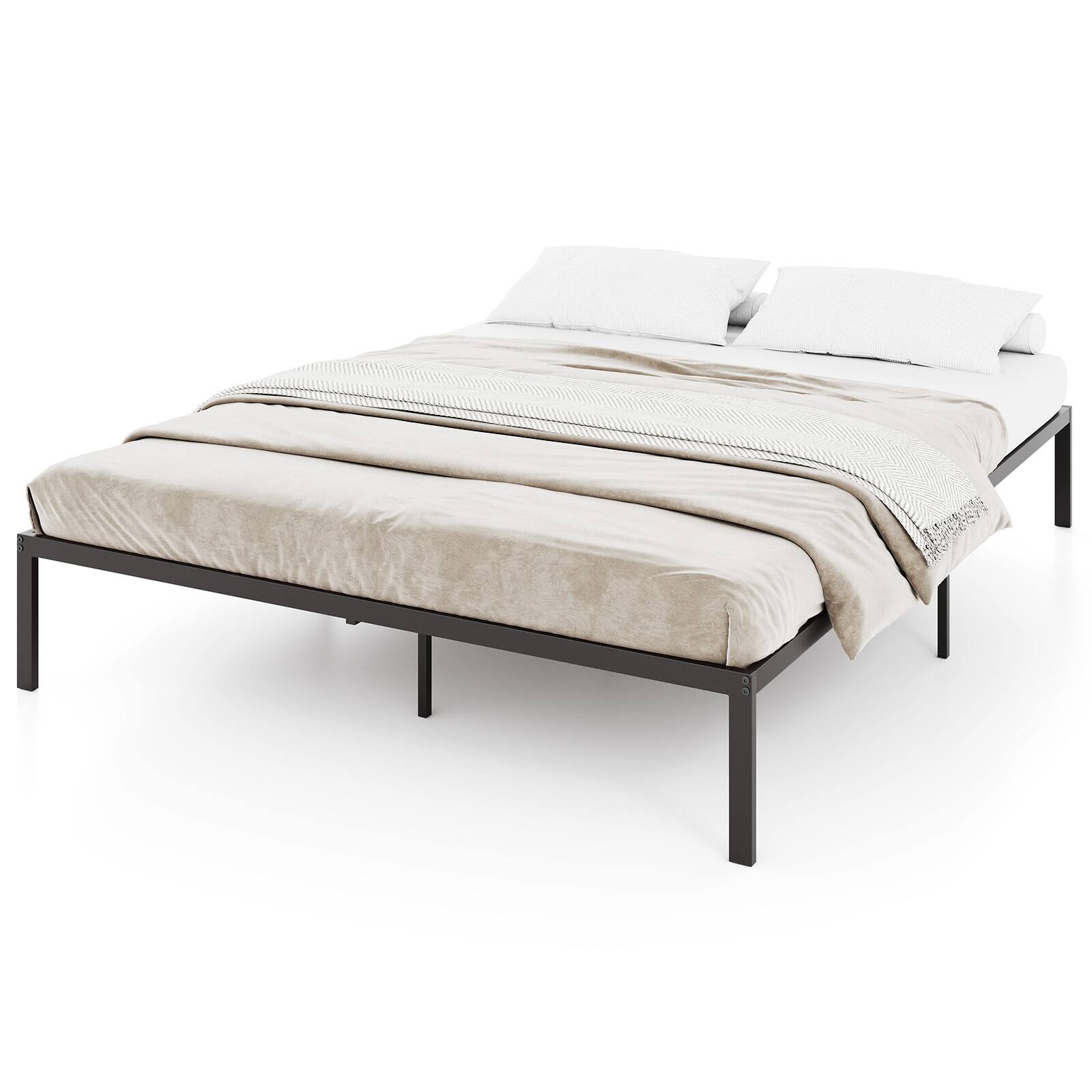 Alt View 9. Gymax - Gymax Queen Size Metal Bed Frame Heavy Duty Support Slats Mattress Foundation - Black.