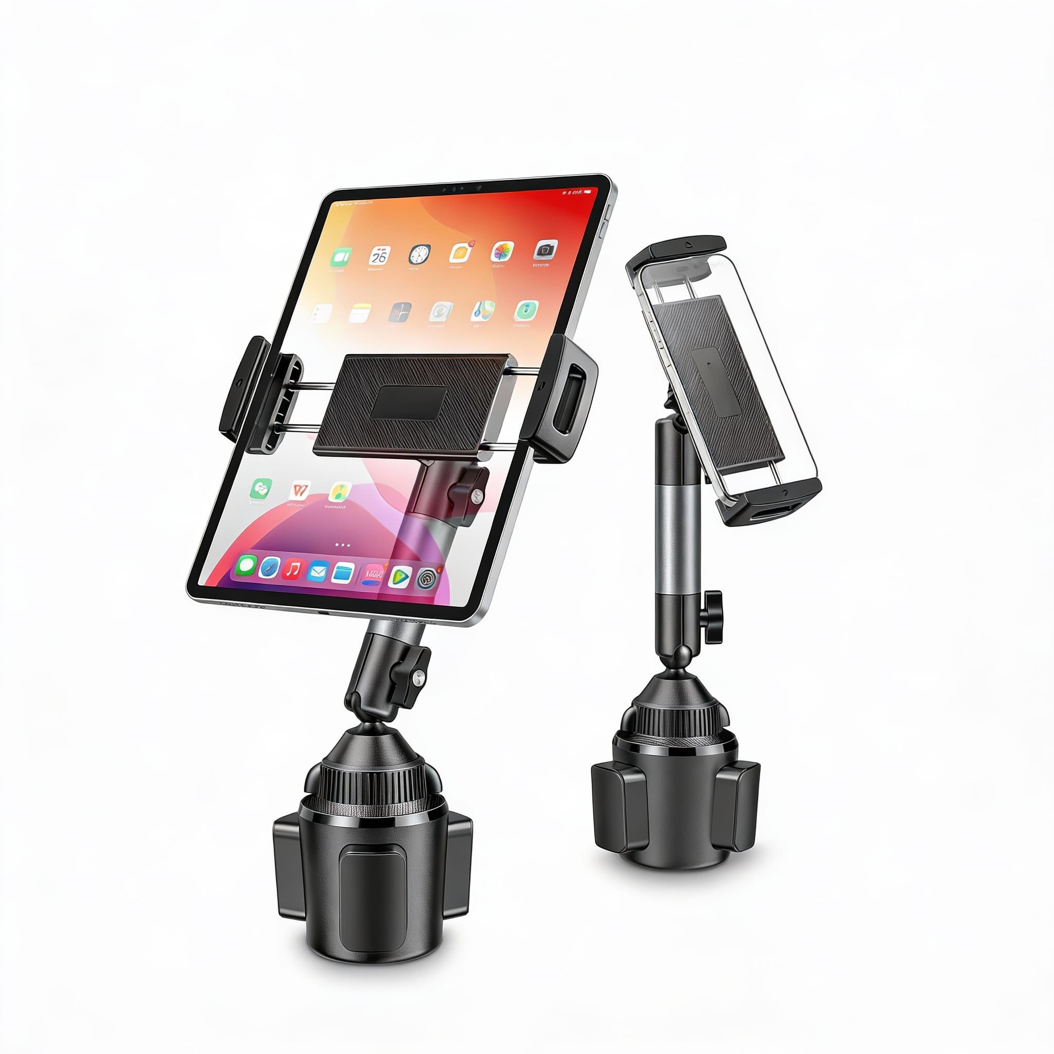 METALTON - Heavy duty Ipad Holder For Car Cup 5 5 Stable Adjustable Aluminum Alloy Arm Tablet Mount Truck Road Trip Co - Default