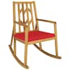 Front. Gymax - Gymax Outdoor Acacia Wood Rocking Chair Wooden Patio Rocker w/ Red Cushion - Red.