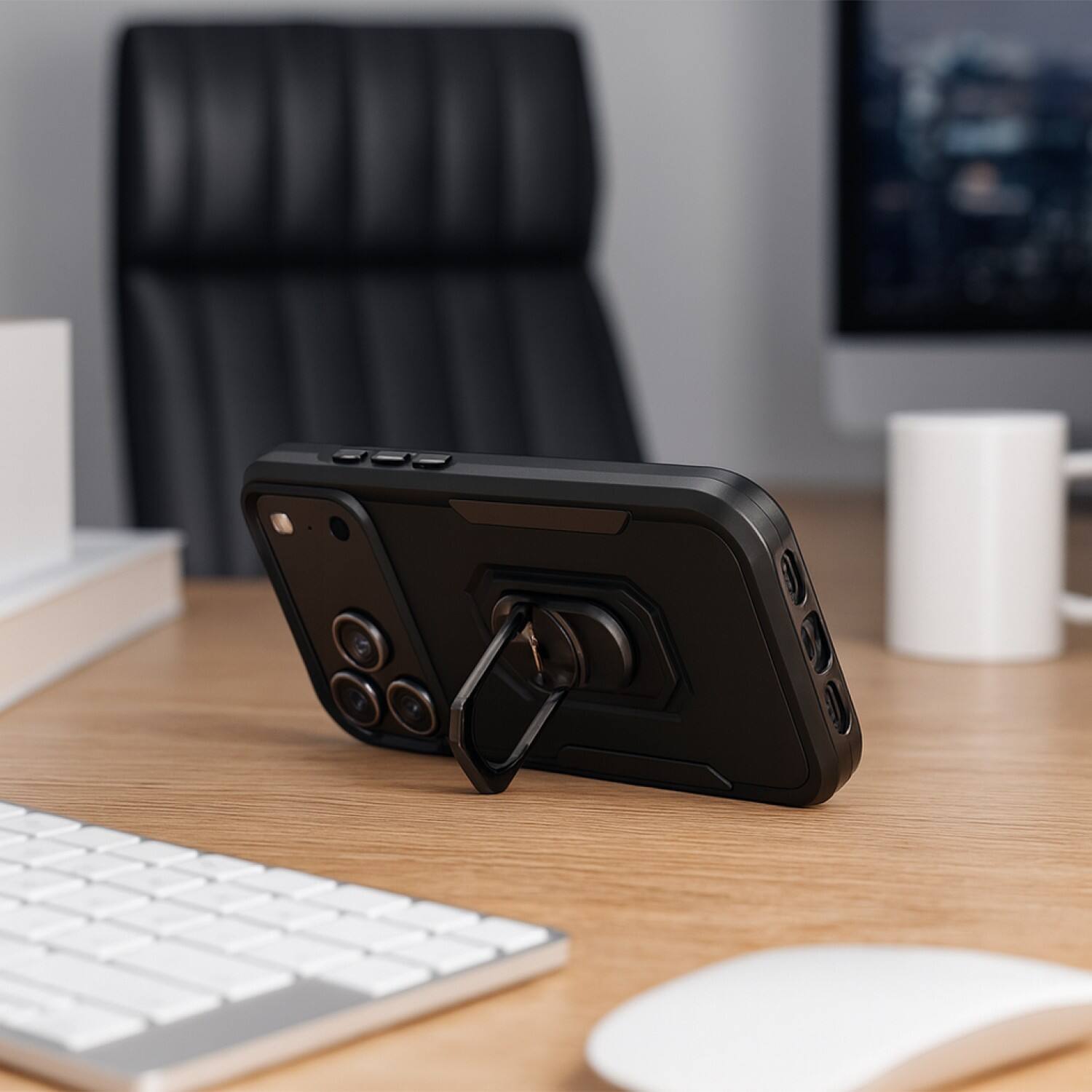 Alt View 4. SaharaCase - Apple iPhone 17 Pro Max Kickstand Case | Heavy-Duty Protection | Raider Series - Black.