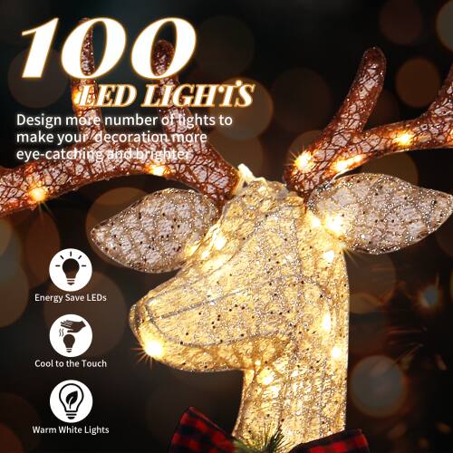 100 LED LIGHTS  
Design more number of lights to make your decoration more eye-catching and brighter  

Energy Save LEDs  
Cool to the Touch  
Warm White Lights