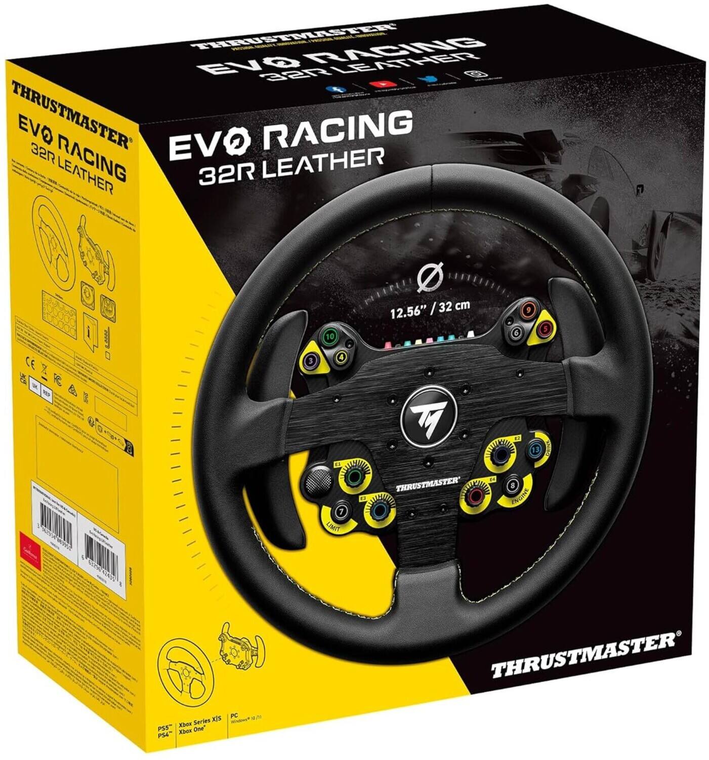 THRUSTMASTER EVO RACING 32R LEATHER  
12.56" / 32 cm  
THRUSTMASTER  
PS4 / Xbox One / PC / Mac  
CE  
THRUSTMASTER  
EVO RACING 32R LEATHER