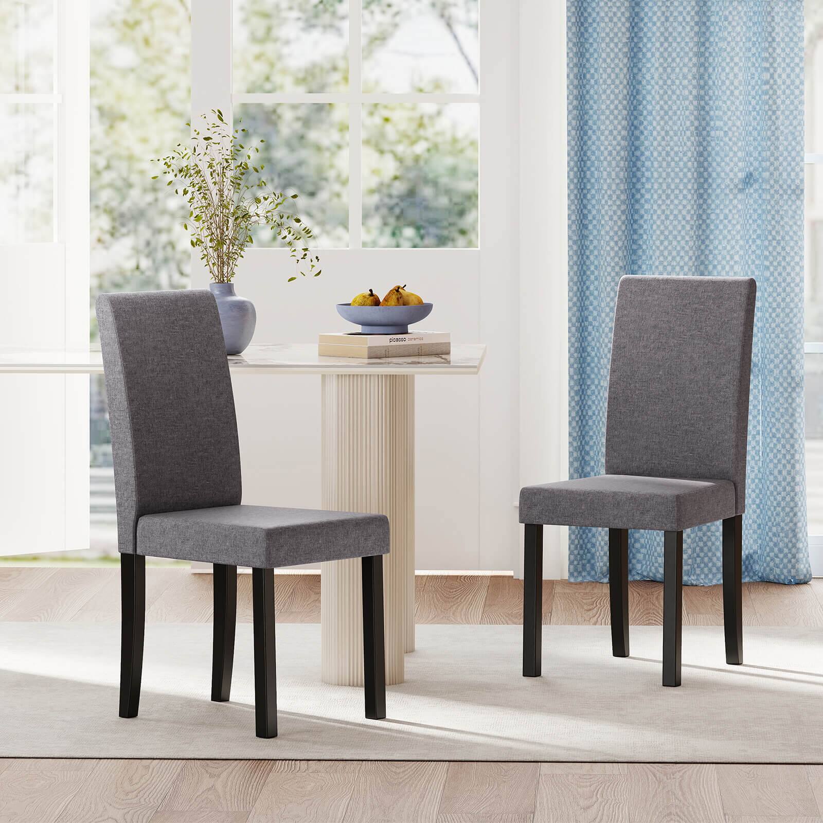 Alt View 5. Costway - Costway Dining Chair Set of 4 Fabric Upholstered Rubber Wood Legs Side Armless - Black.