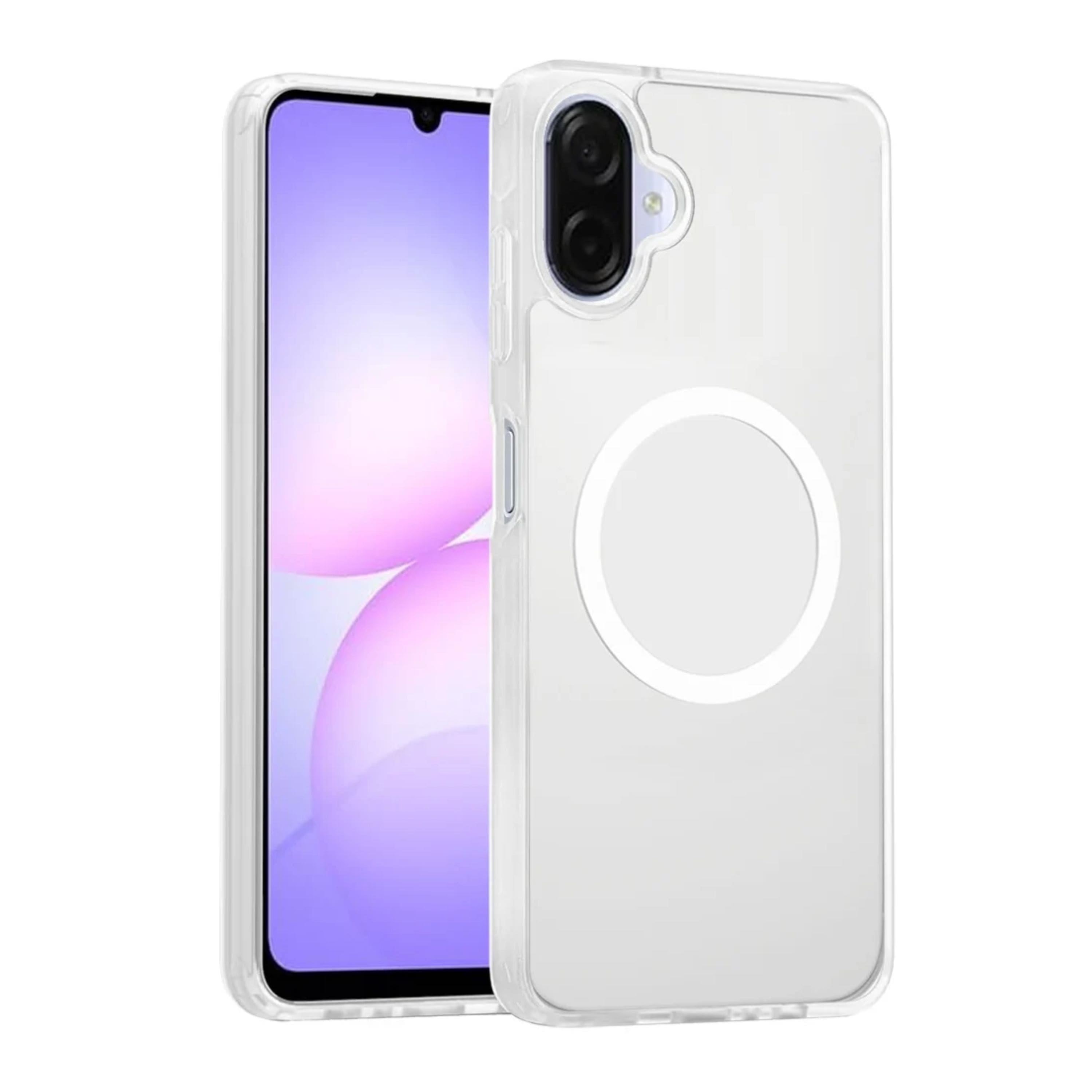 Kitcheniva - Soft Touch Magnetic Circle Frosted Back Phone Case With Tempered Glass For Samsung Galaxy A07 - Clear