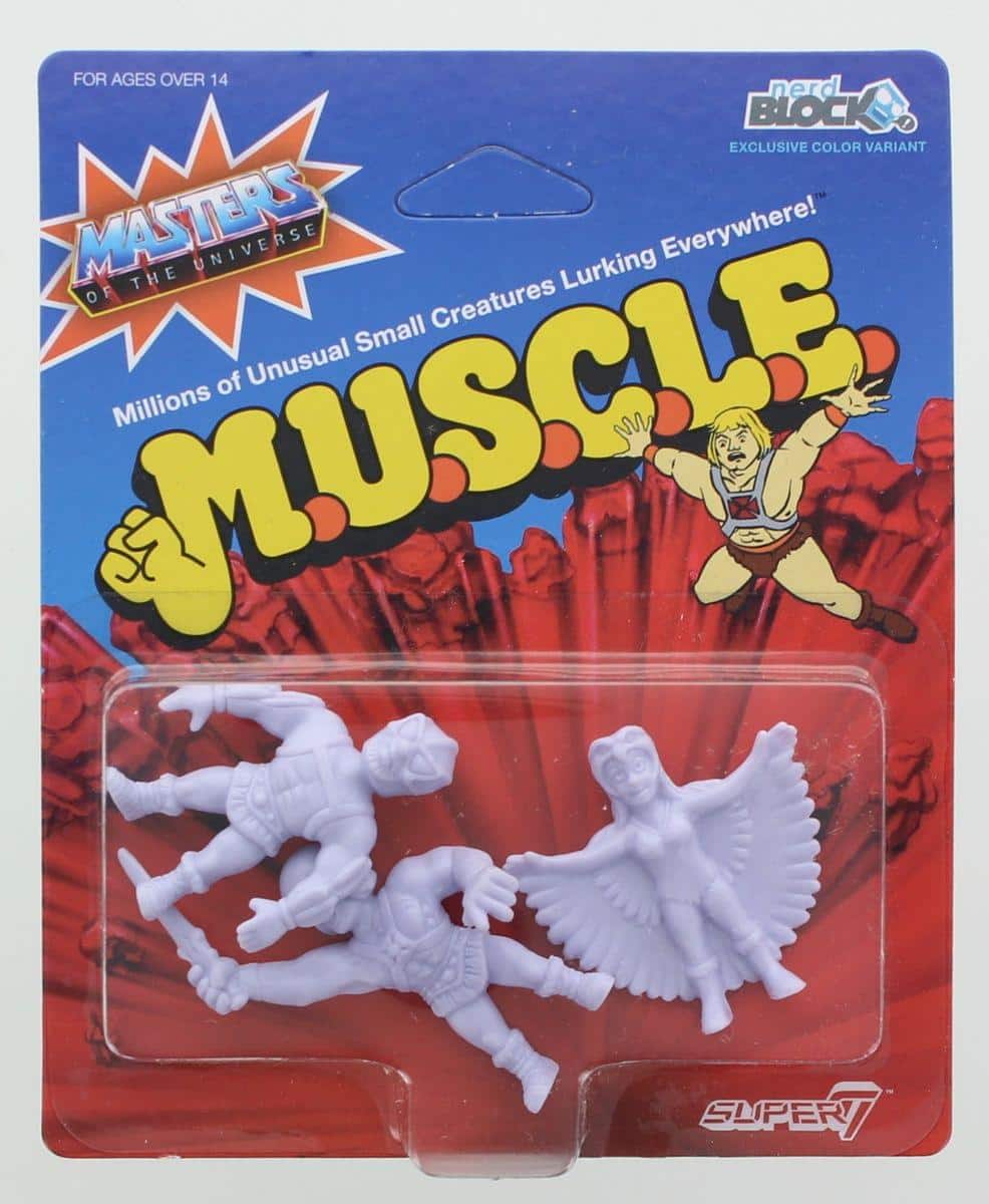 Nerd Block - Masters of the Universe M.U.S.C.L.E. 3-Pack: He-Man II, Sorceress, Stratos - Purple