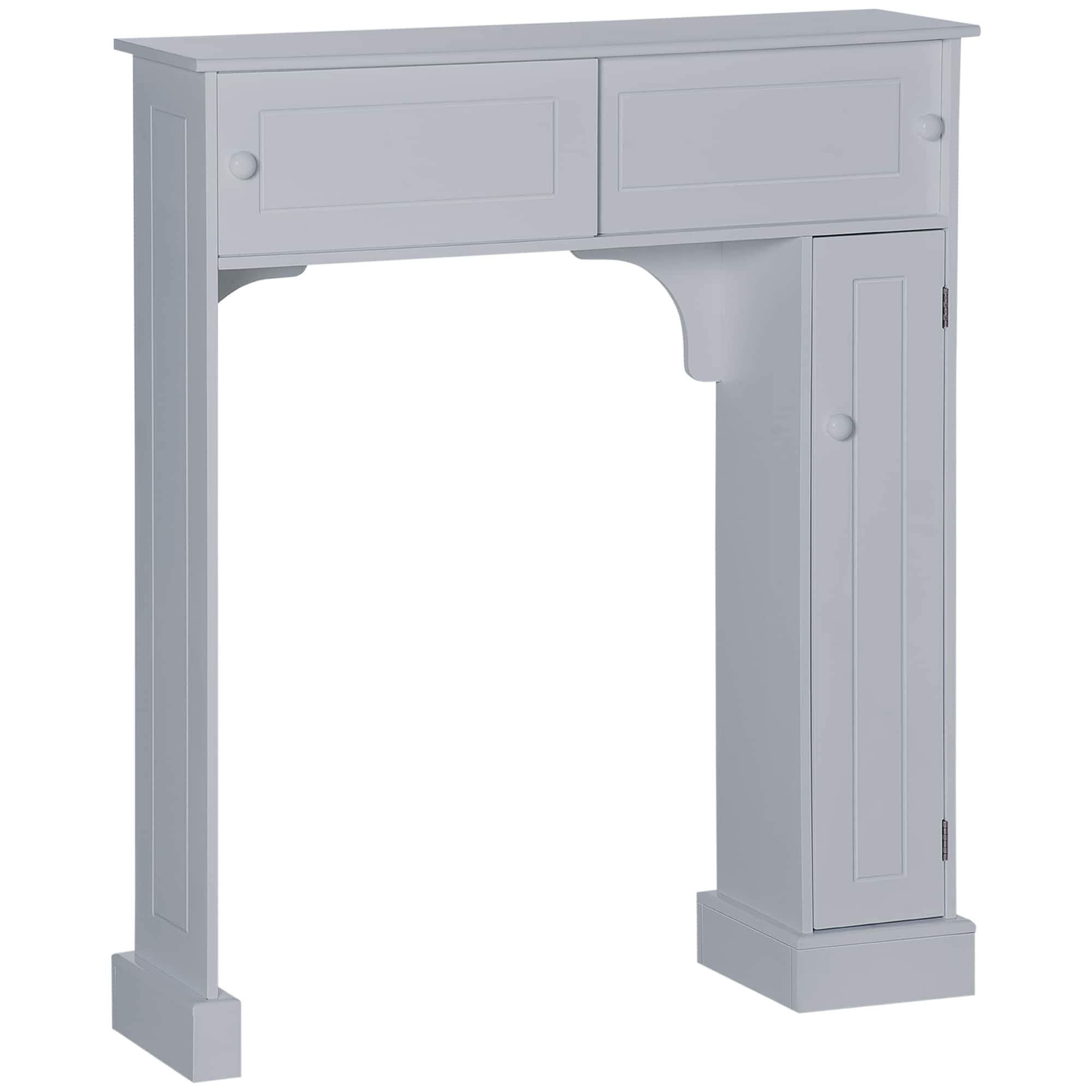 Homcom - Toilet Paper Cabinet, Small Bathroom Corner Floor Cabinet with Doors and Shelves, Thin Storage Bathroom Organizer - Gray