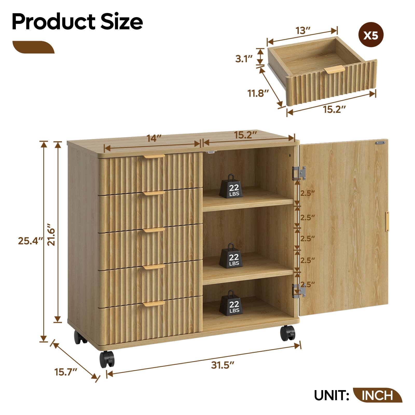 Product Size: 13" x 5 3.1" x 11.8" x 15.2" x 14" x 15.2" x 22 LBS x 2.5" x 25.4" x 21.6" x 22 LBS x 2.5" x 2.5" x 2.5" x 2.5" x 22 LBS x 15.7" x 31.5"  
UNIT: INCH