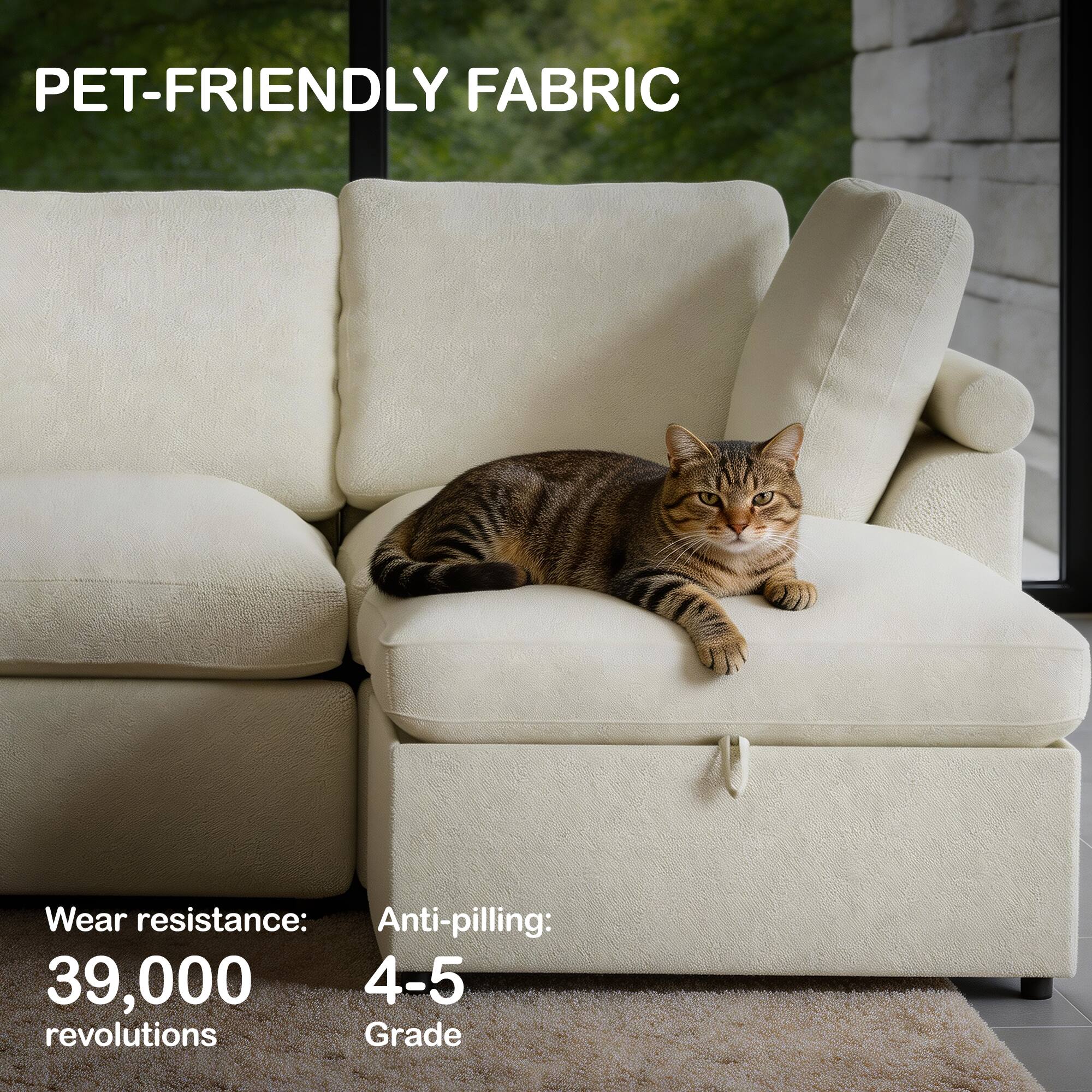 PET-FRIENDLY FABRIC

Wear resistance: 39,000 revolutions

Anti-pilling: 4-5 Grade