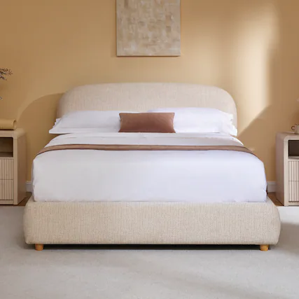 Front. ModernMate - Upholstered Platform Bed with Adjustable Headboard, Hydraulic Lift Storage Bed - Begie.