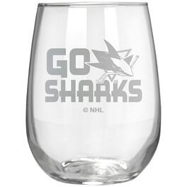 Great American Products - San Jose Sharks Etched 17oz. Rally Cry Stemless Wine Glass - Multicolor