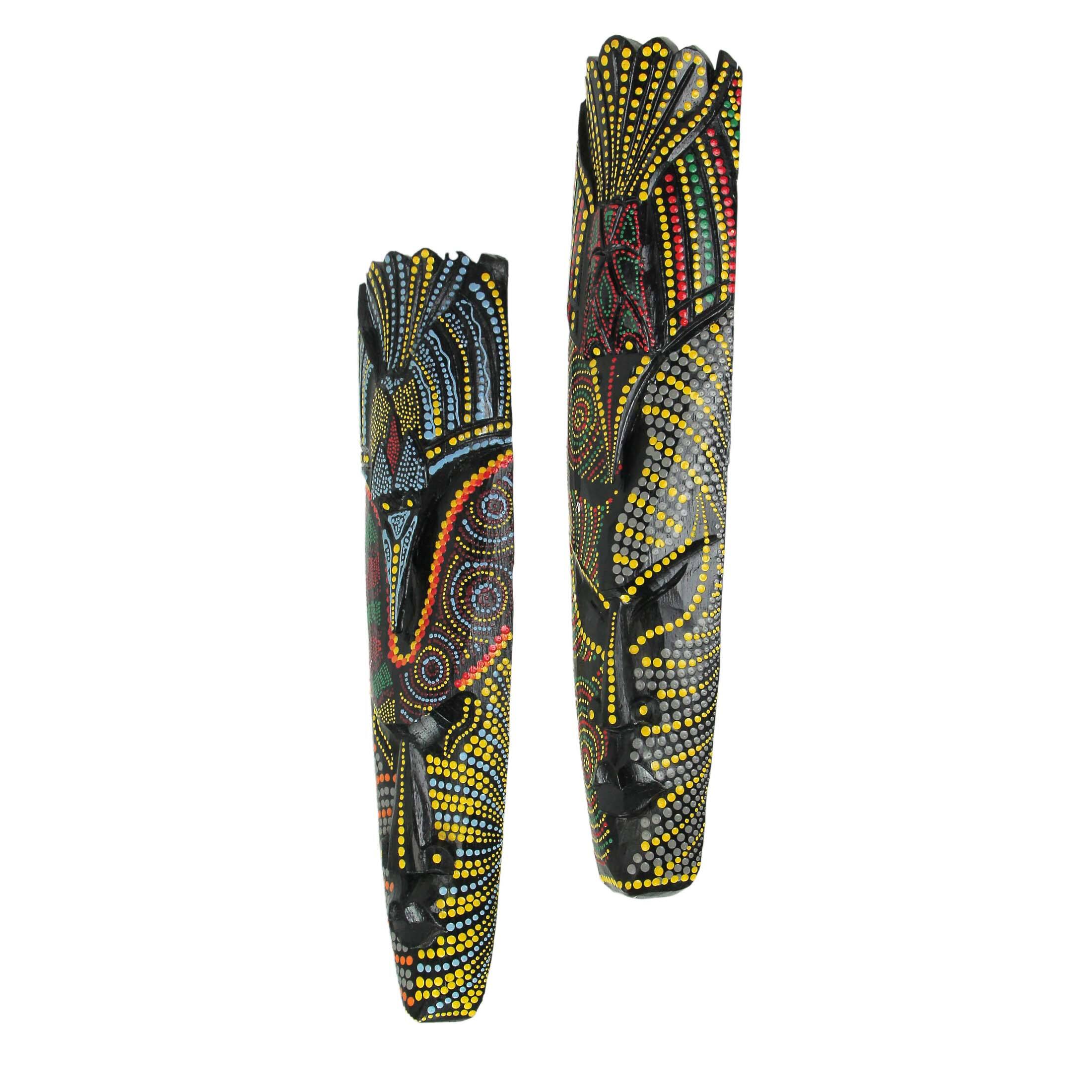 Alt View 2. Zeckos - Topang Burang Aborigine Mask Hand Crafted Wall Decor 20 Inch - Multicolored.
