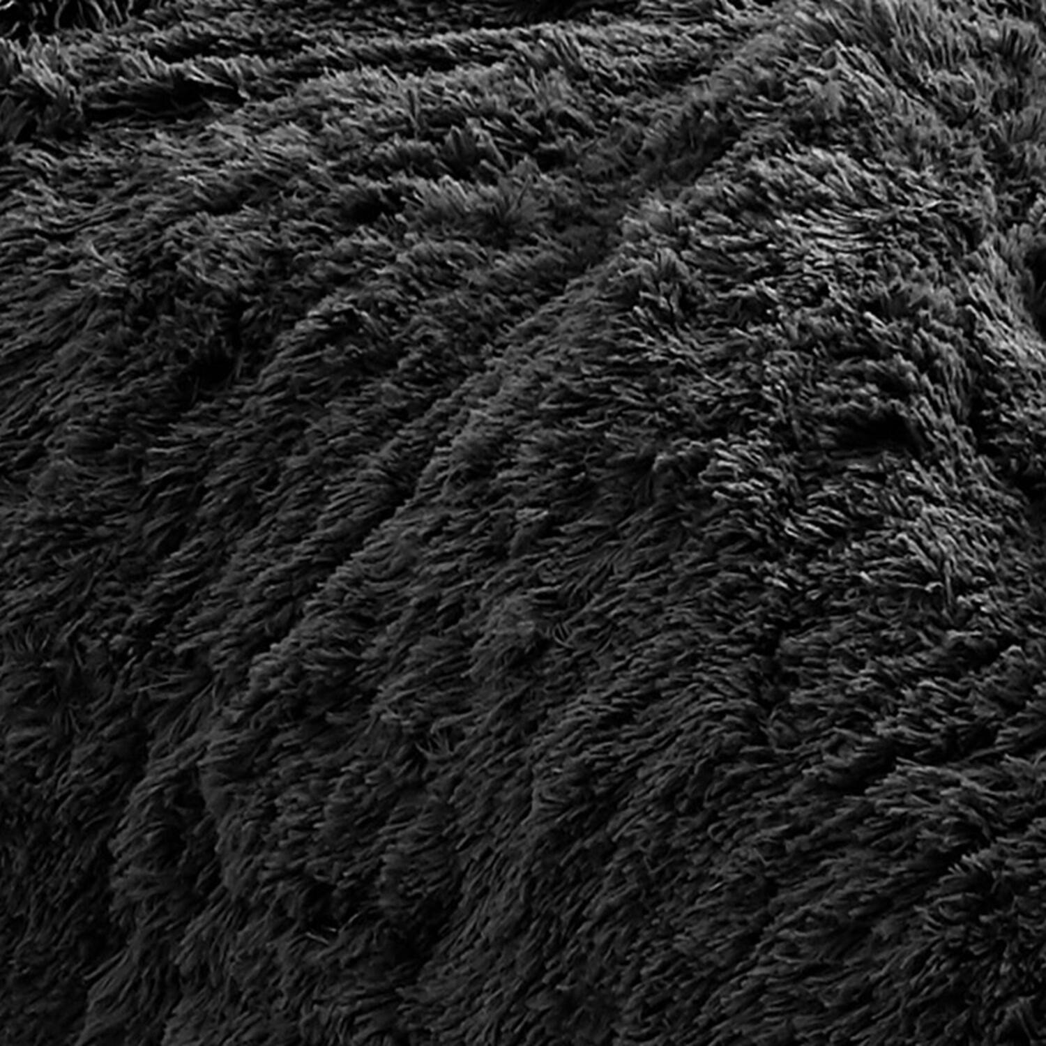 Left. Sweet Home Collection - 3 Piece Plush Shaggy Comforter  and Pillow Sham, Ultra Soft Faux Fur Decorative Bedding - Queen - Black.