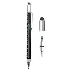 Front. Unique Bargains - 6 in 1 Metal Multitool Tech Tool Pen with Ballpoint Pen, Ruler, Screwdriver, Stylus, Level Gauge for Christmas - Black.