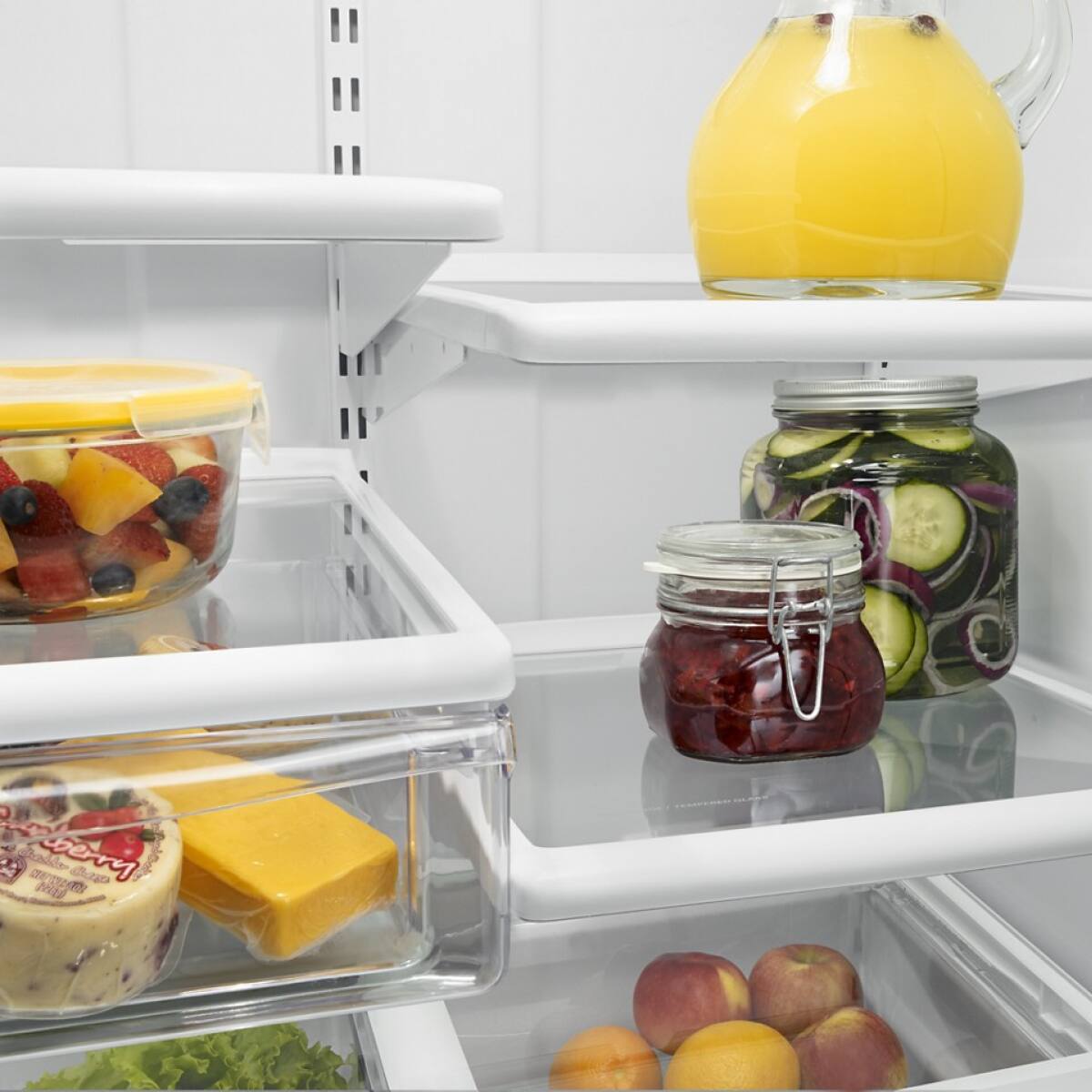 Alt View 6. Whirlpool - Whirlpool - 33-inches wide Bottom-Freezer Refrigerator with SpillGuard™ Glass Shelves - 22 cu. ft .- White-on-White - White-on-White.