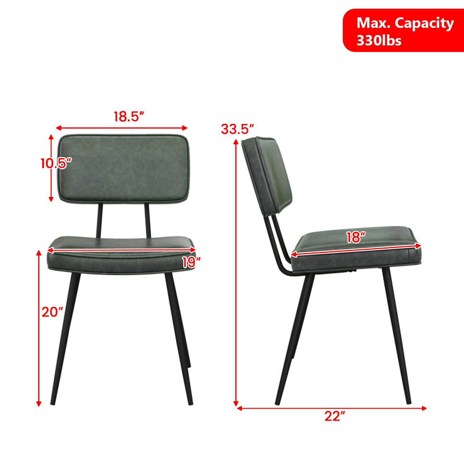 Max. Capacity 330lbs  
18.5"  
33.5"  
10.5"  
18"  
19"  
20"  
22"