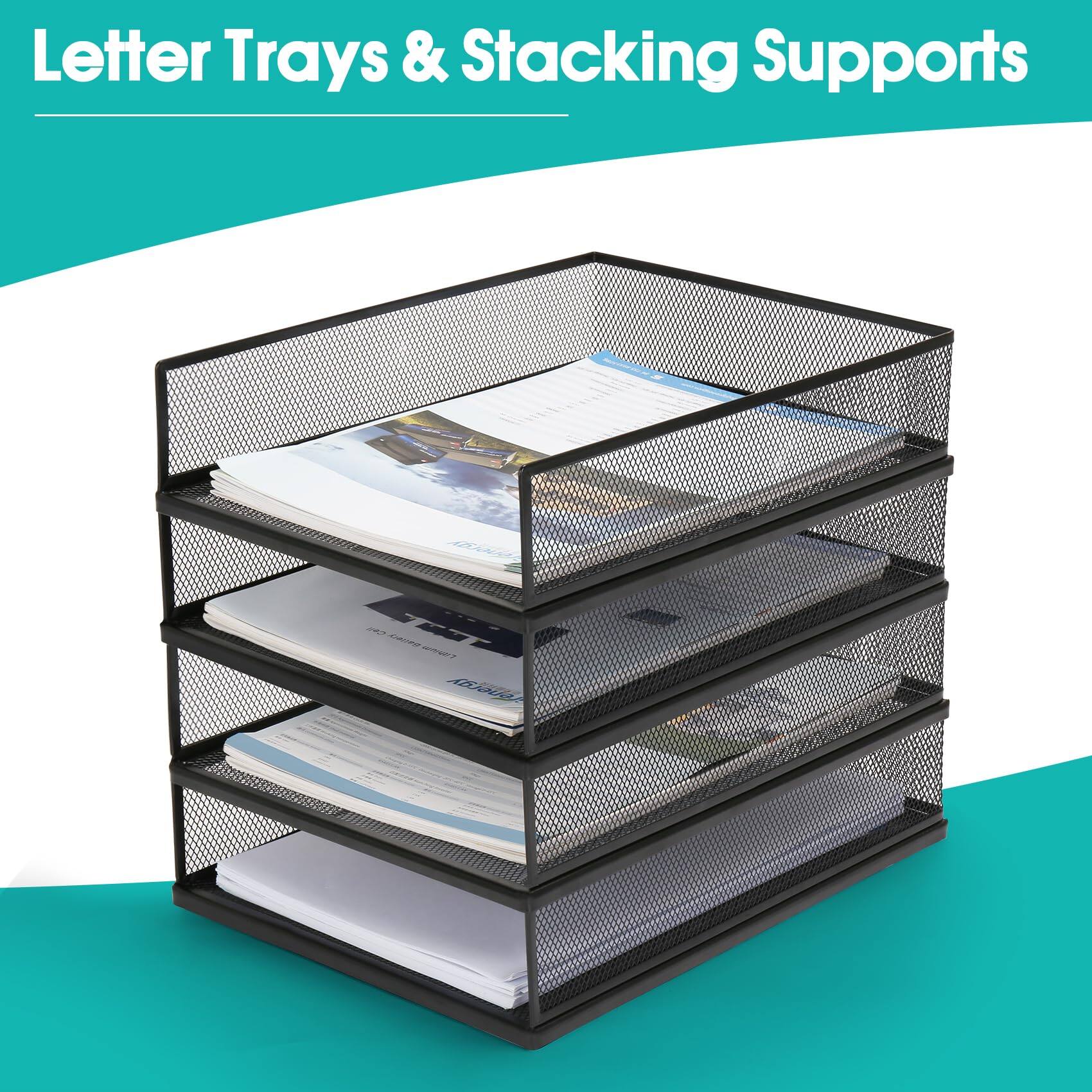 Dapper Styles Wire Mesh Letter Trays Paper Tray Desk File Organizer ...