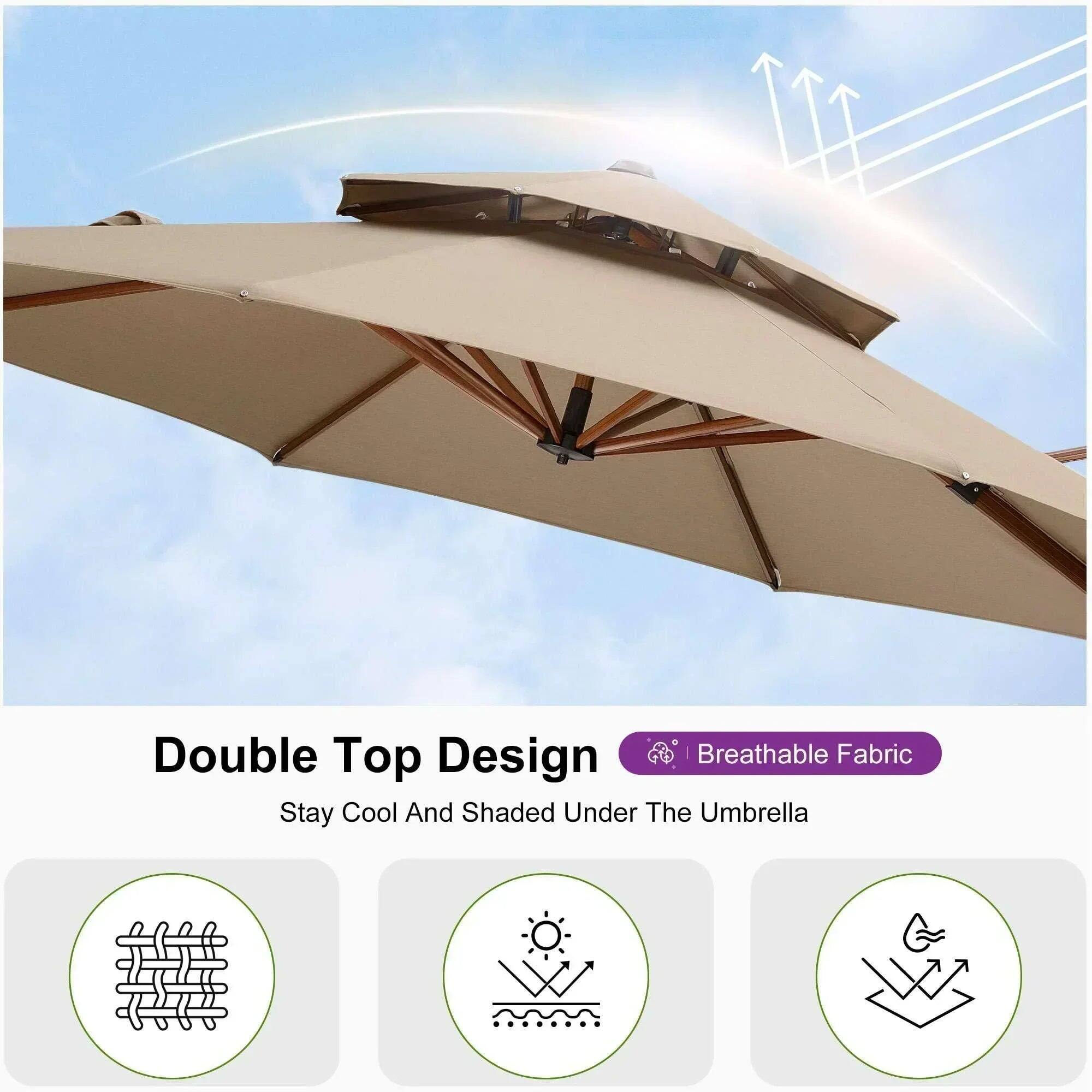 Double Top Design | Breathable Fabric  
Stay Cool And Shaded Under The Umbrella