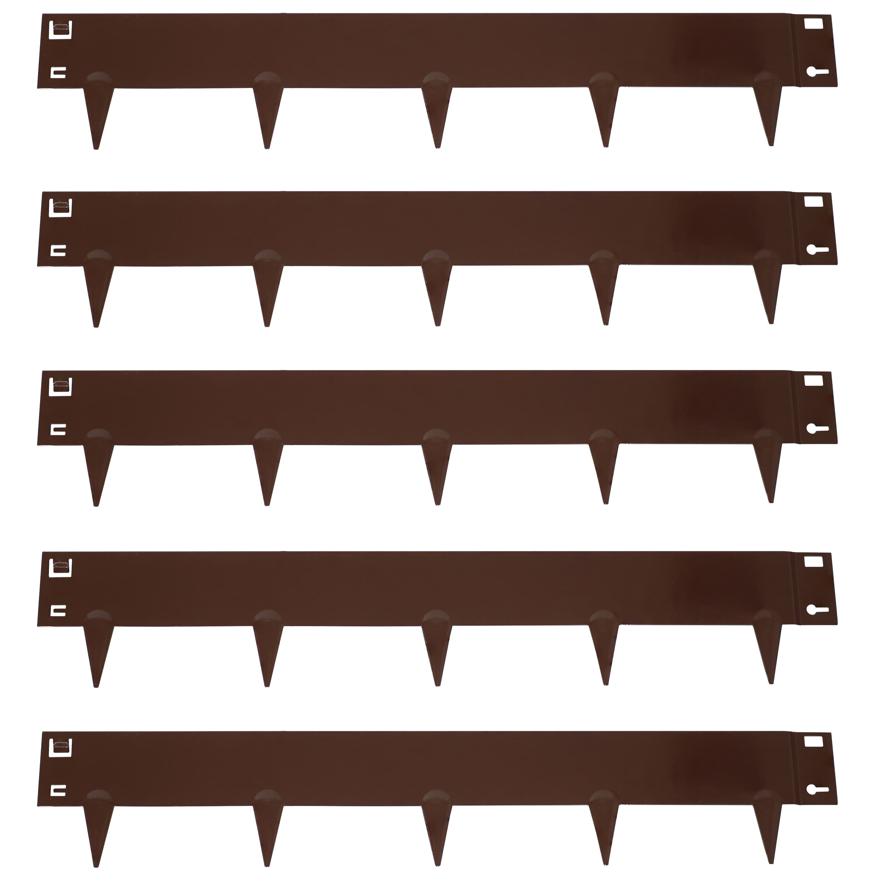 Sunnydaze - 5-Piece Steel Garden Border Fence Set - 16 ft - Brown
