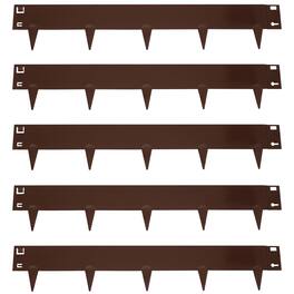 Sunnydaze - 5-Piece Steel Garden Border Fence Set - 16 ft - Brown