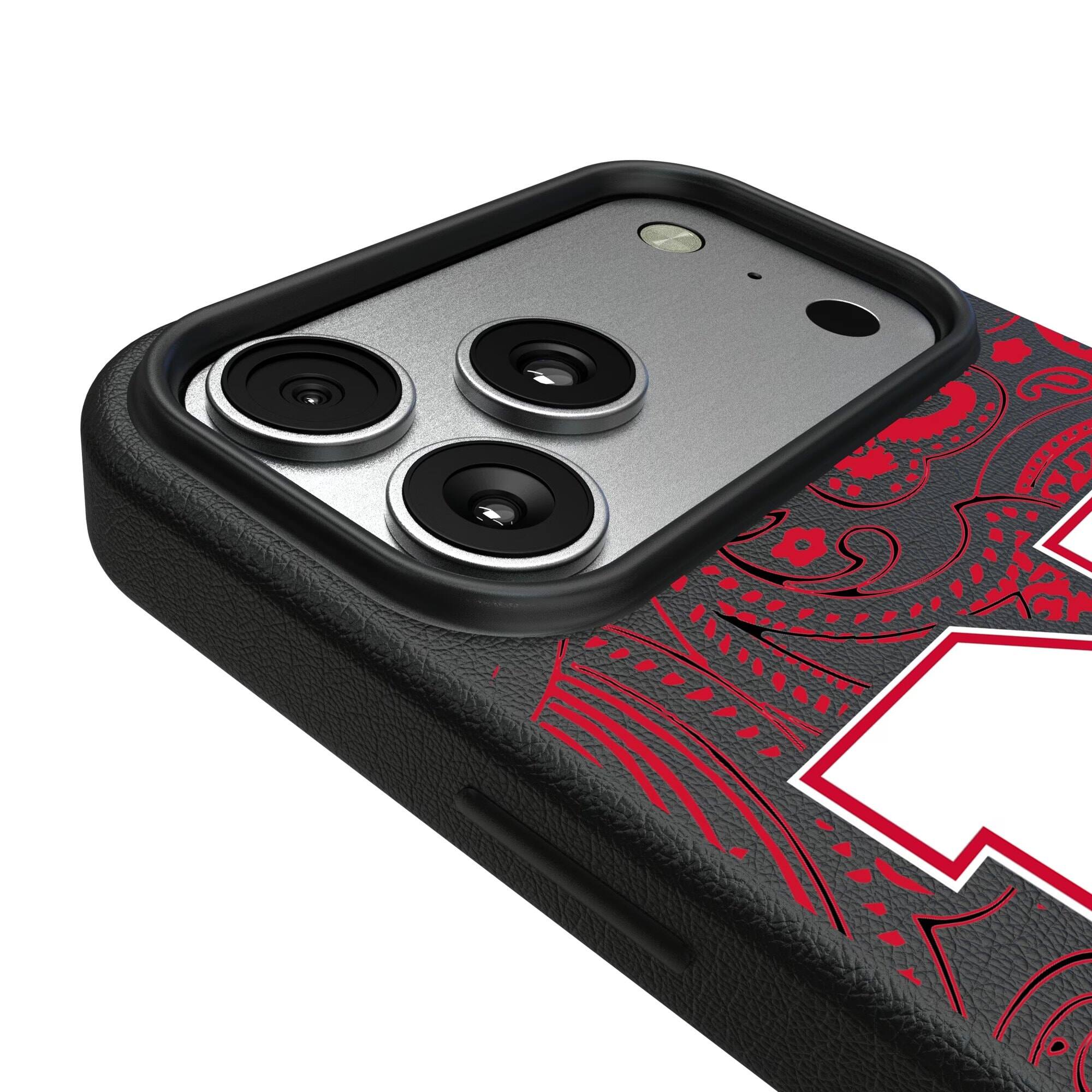 Alt View 2. Keyscaper - Nebraska Huskers Paisley iPhone Magnetic Bump Case - 16 Plus - Black.
