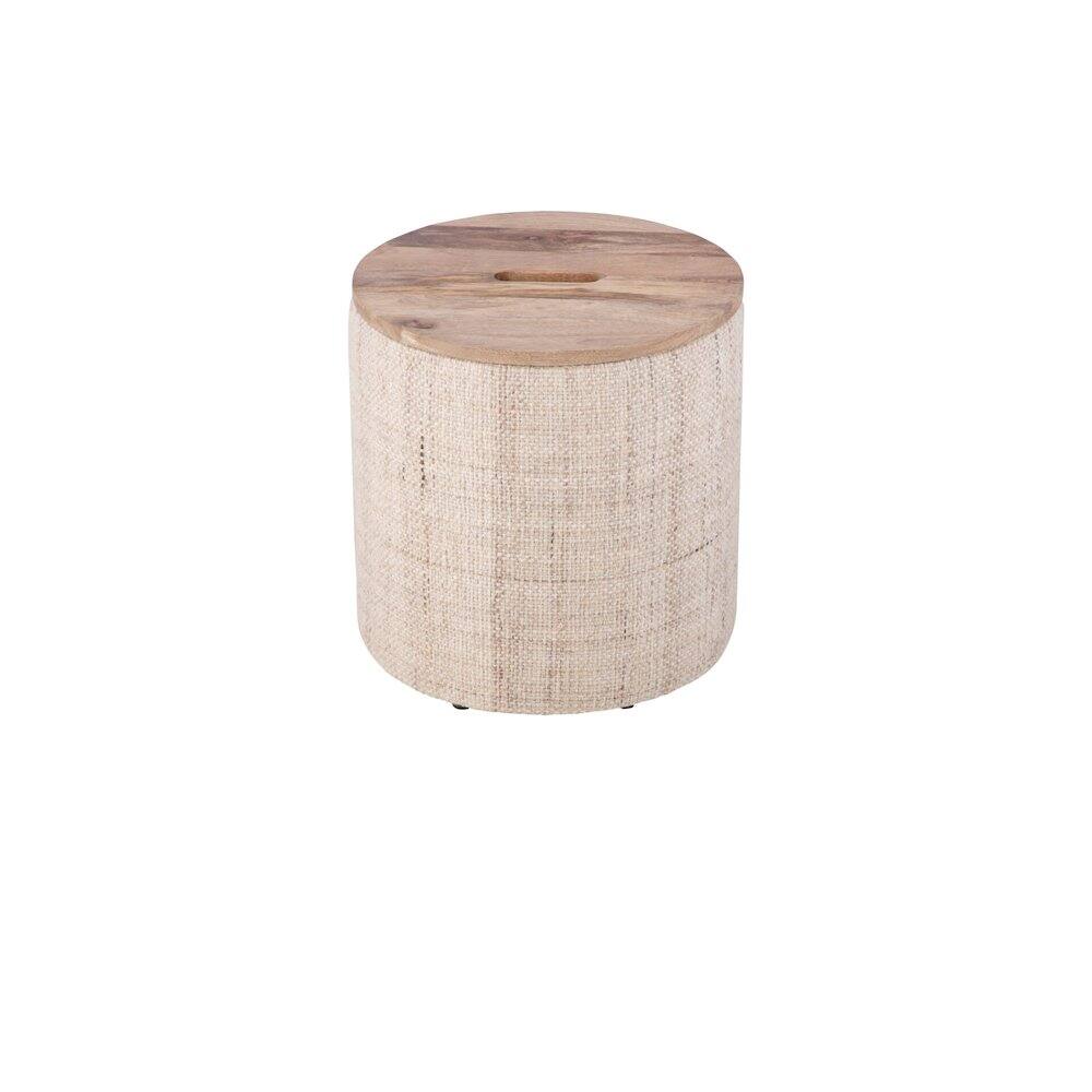 Angle. Carolina Chair & Table - Handwoven Nereus Wood Top Storage Ottoman - Beige.