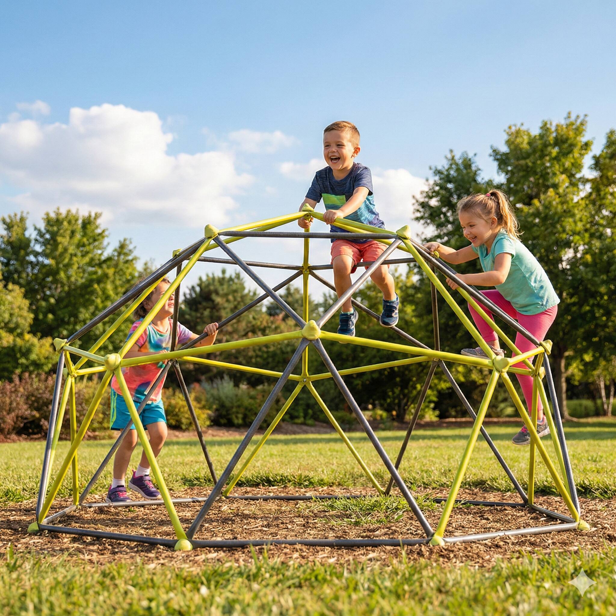Angle. Loheer - 9.2 ft Outdoor Dome Climber with Colorful Climbing Stones - Black+Green.