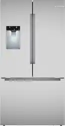 Bosch - 100 Series 21.6 Cu. Ft. Bottom-Freezer French Door Counter-Depth Smart Refrigerator with External Water and Ice - Stainless Steel - Front_Zoom
