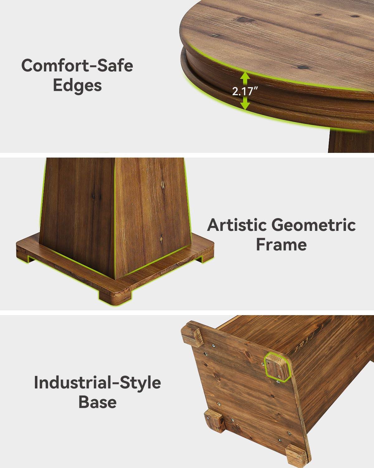 Comfort-Safe Edges  
2.17"  
Artistic Geometric Frame  
Industrial-Style Base