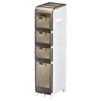 Front. FC Design - Fc Design Bathroom Storage Cabinet Organizer With Toilet Paper Holder And Rolling Wheels - White.
